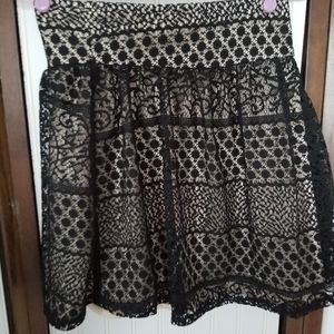 Delia's 90's black white crochet lace pleated pull on mini skirt small